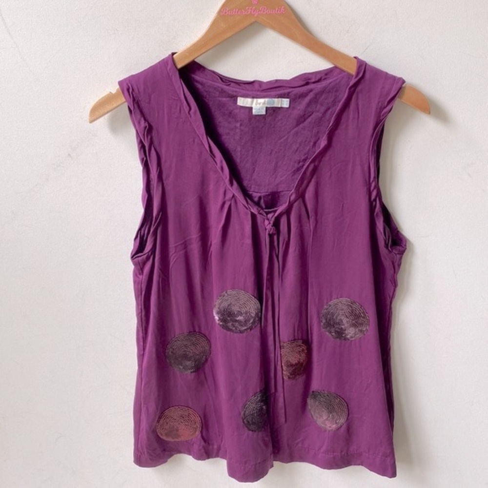 Boden 100% Silk Sleeveless Sequin Bow Top Blouse, Size 10